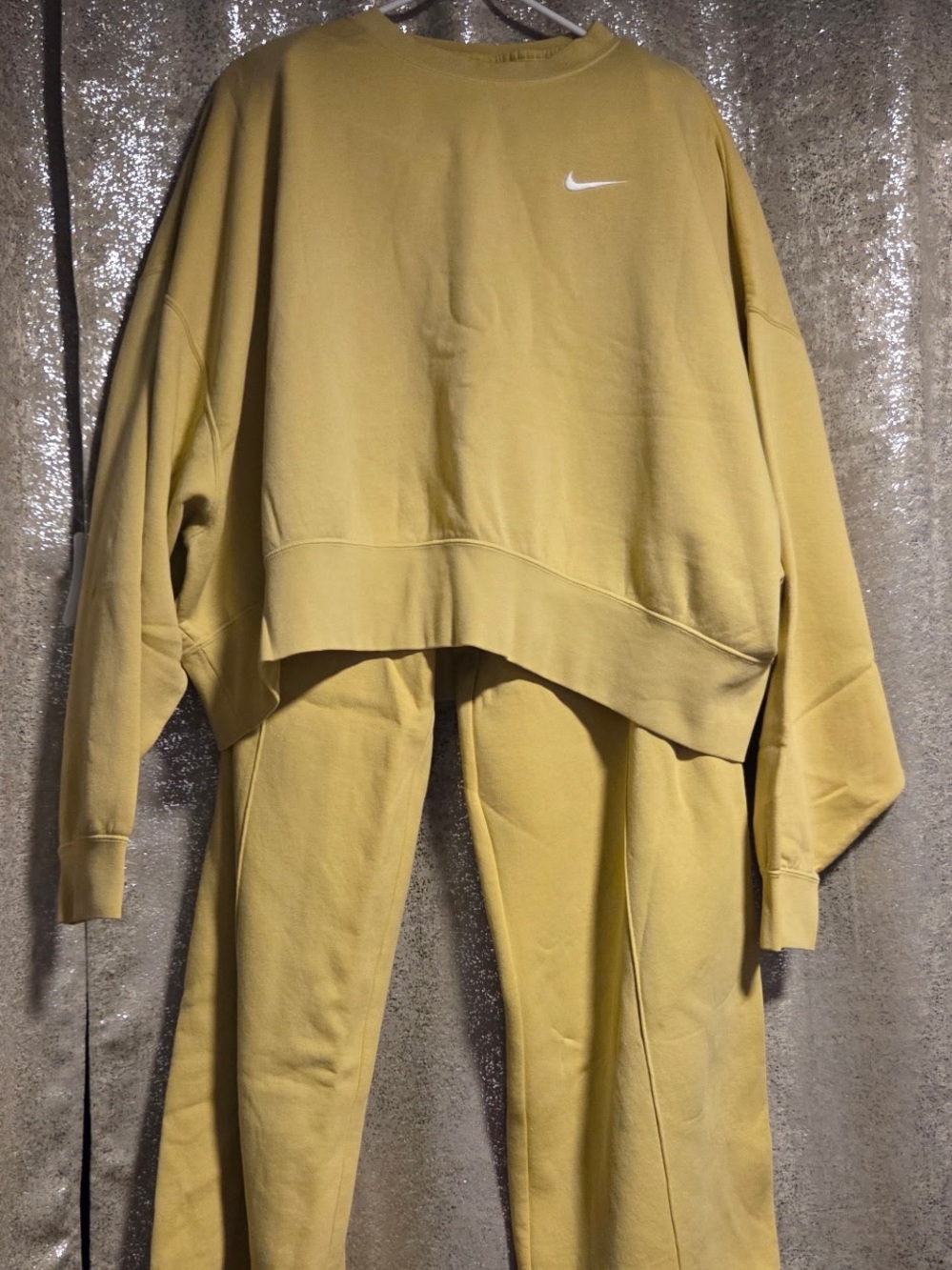 Nike Mustard Yellow Cropped Sweatshirt and Joggers Set
